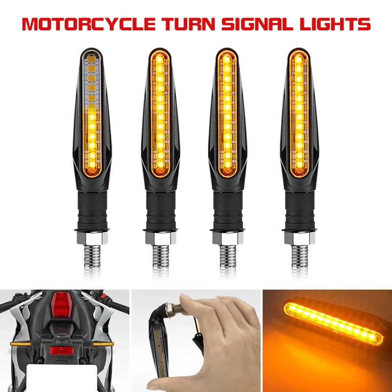 

Motorcycle LED Turn Signals Light Amber Flasher Flowing Water Built Relay 12LED 10MM Turn Signal Lamp Motorcycle Flashing Lights