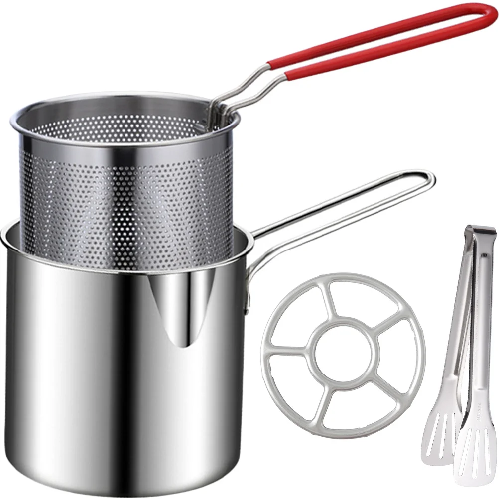 

1 set Stainless Steel Fryer Kit 1.5L Deep Frying Basket With Handle Snack Fryer Pot For French Fries Chips Chicken Kitchen Tool
