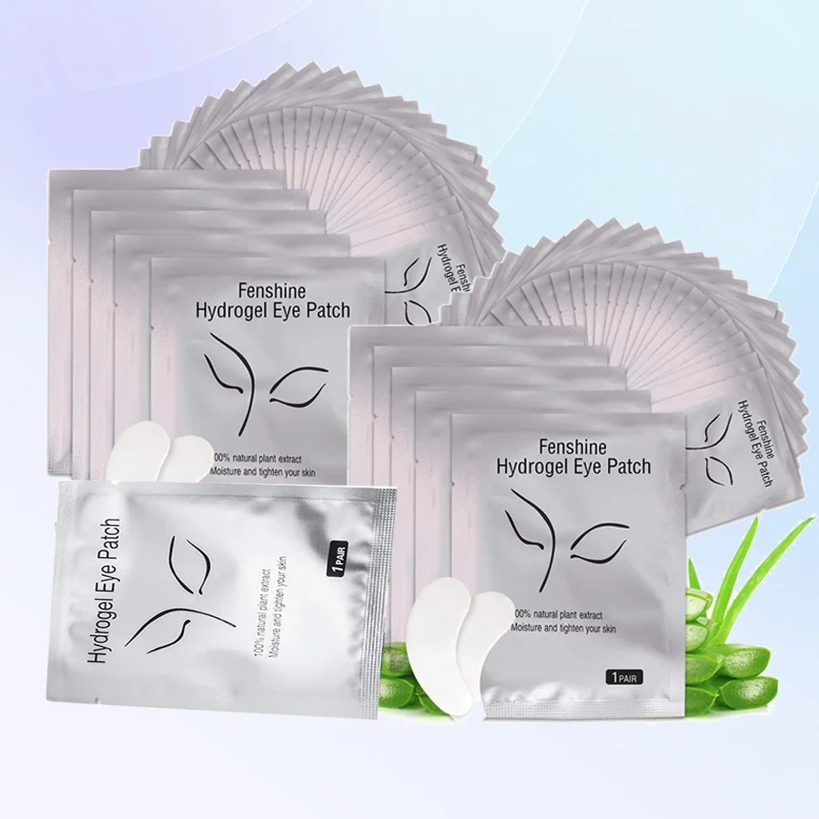 Juego de 100 pares de pegatinas de gel para extensión de pestañas, pegatinas de máscara de ojos de hidrogel sin pelusa para extensiones de pestañas