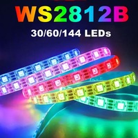 WS2812B 5050 RGBIC Smart LED Strip WS2812 Individually Addressable IC 30/60/144Pixels/Leds/m Light DC5V Black White IP30/65/67