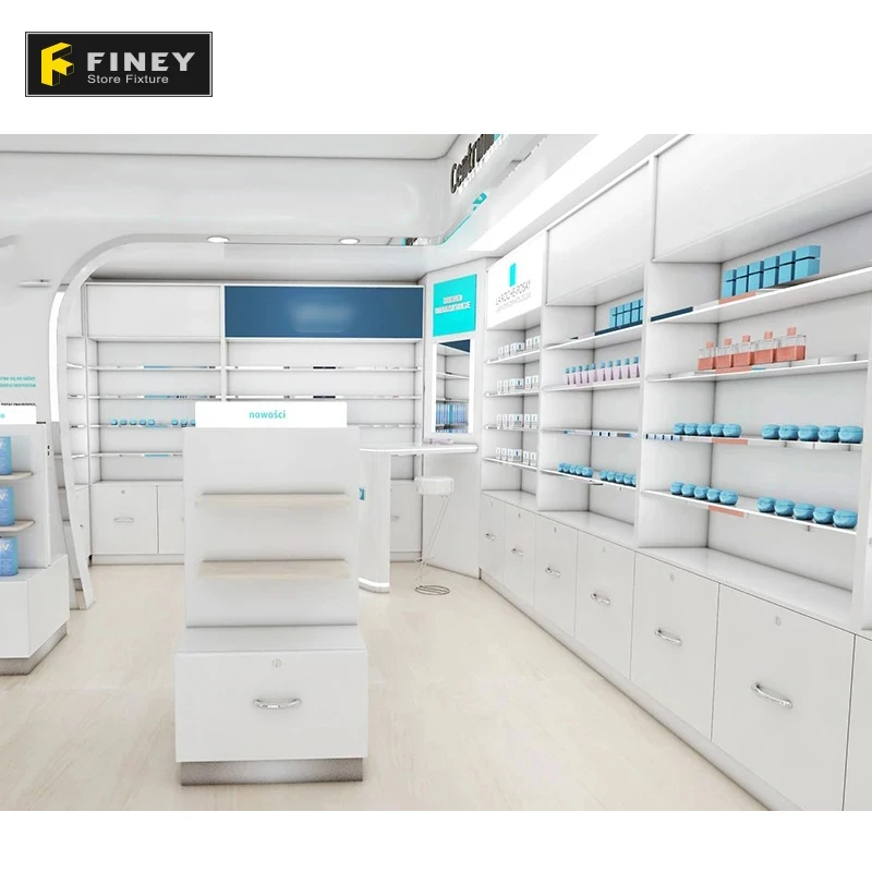 Customize.Wooden Pharmacy Shelves Furniture Modern Pharmacy Interior Design