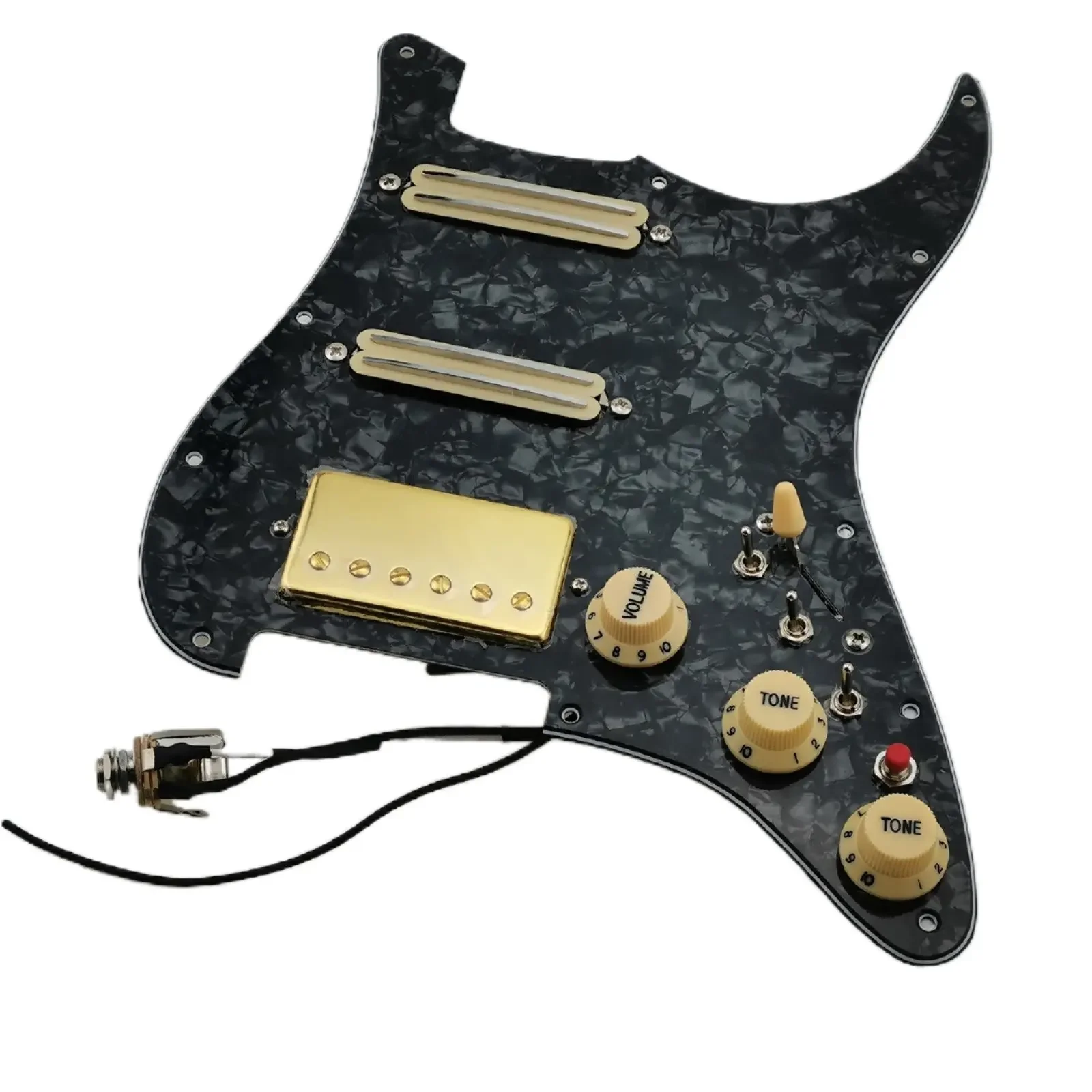 HSS Guitar Pickups Alnico V Humbucker Pickup Prewired Pickguard Pickups Guitar Wiring Harness Mini Single Cut Gold Set