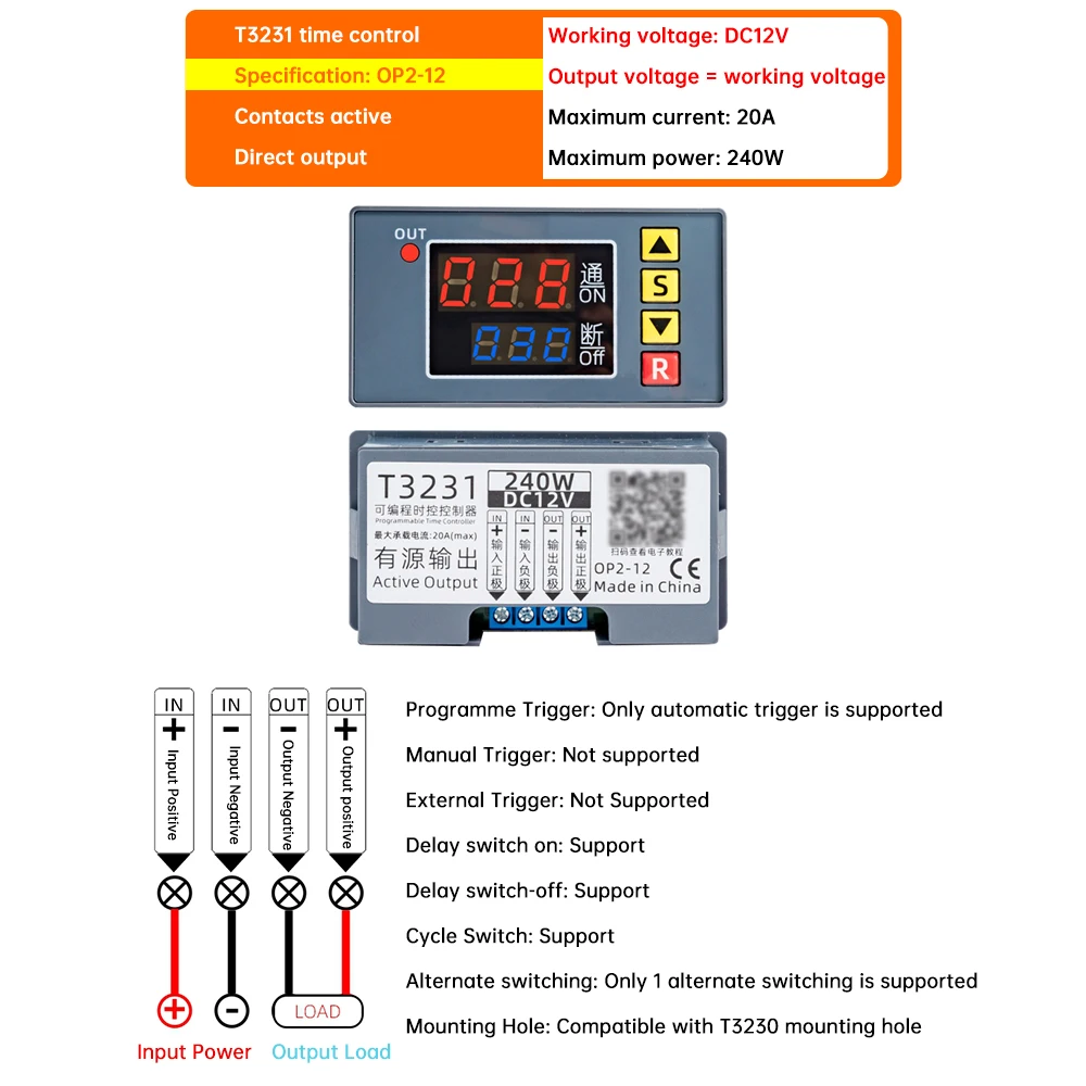 AC 110V 220V DC12V 24V Digital Time Delay Relay LED Display Cycle Timer Control Switch Delay Relay Module Switch