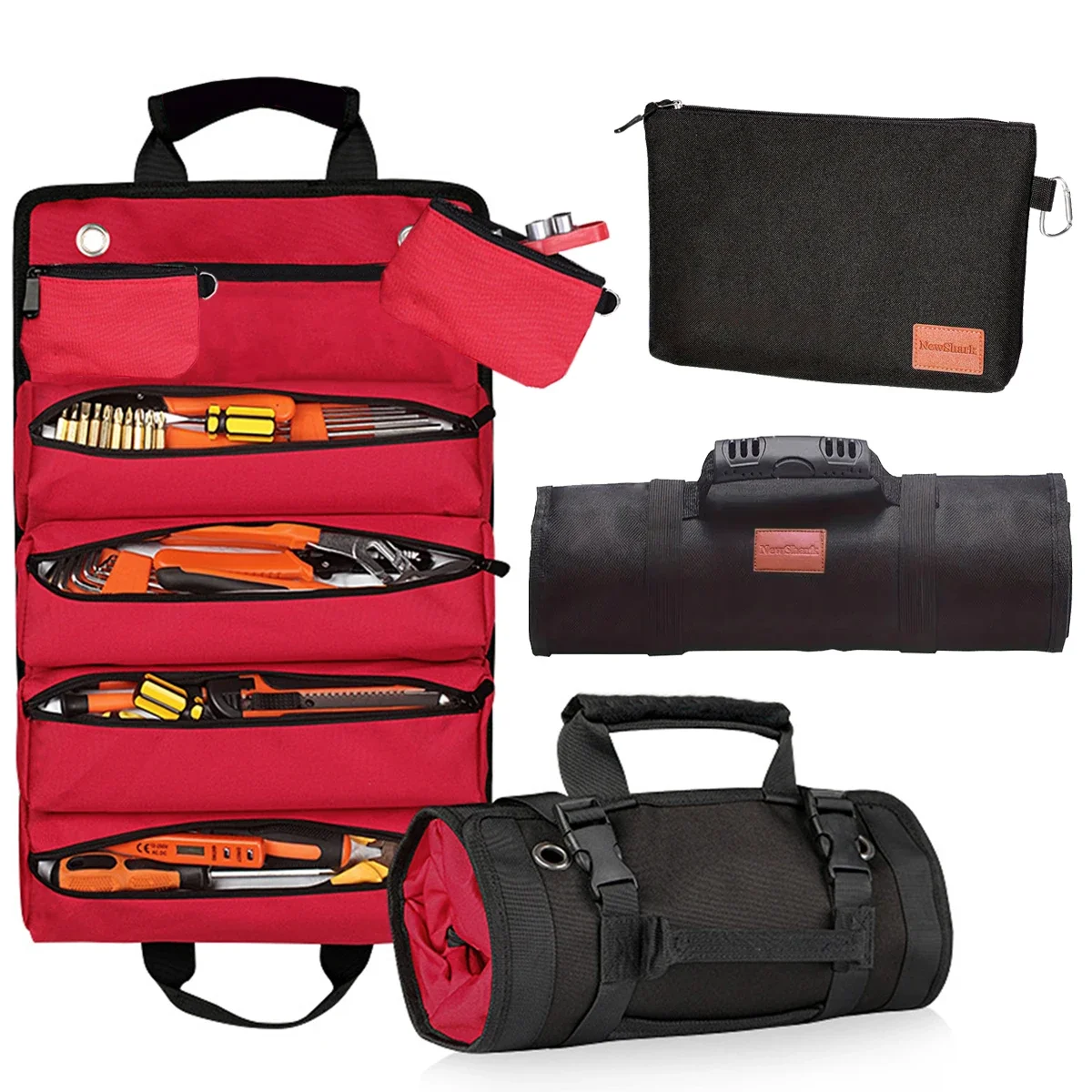 3 pcs Heavy Duty Tool  ,Heavy Duty Tool Organizer  Men Women, Portable Tool  Box with 2 Detachable Zipper Pouch