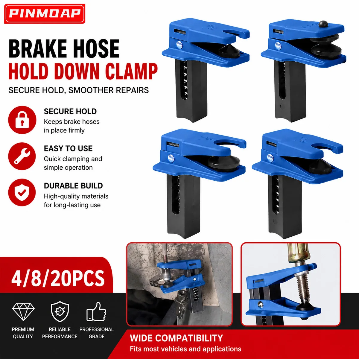PINMOAP Automotive Brake Hose Clamp Tool Fuel Line Pinch Off Pliers Repair Kit Adjustable Locking Design Durable 4/8/20PCS