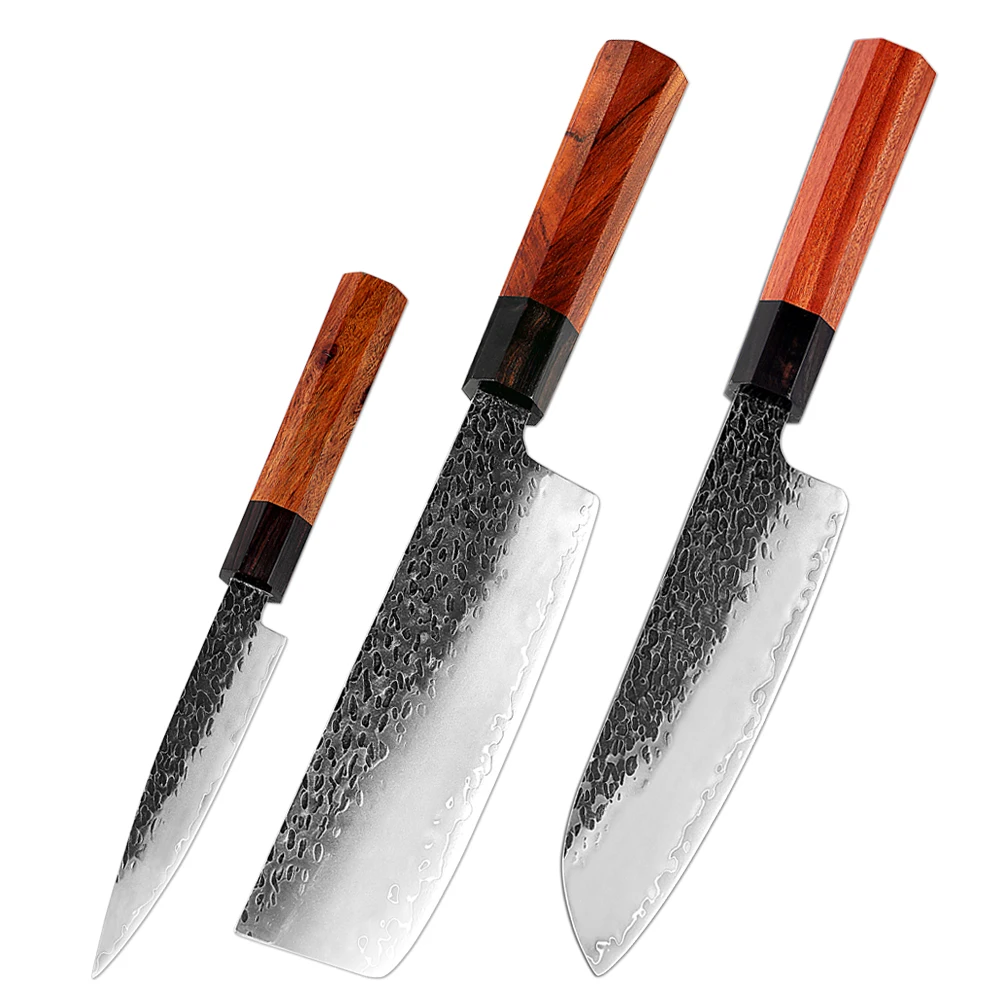 XITUO 1-3PCS Kitchen Knives Set Includes Santoku Knife,Nakiri,Utility Knife High Carbon 3-Ply Stainless Steel,Ergonomic Handle