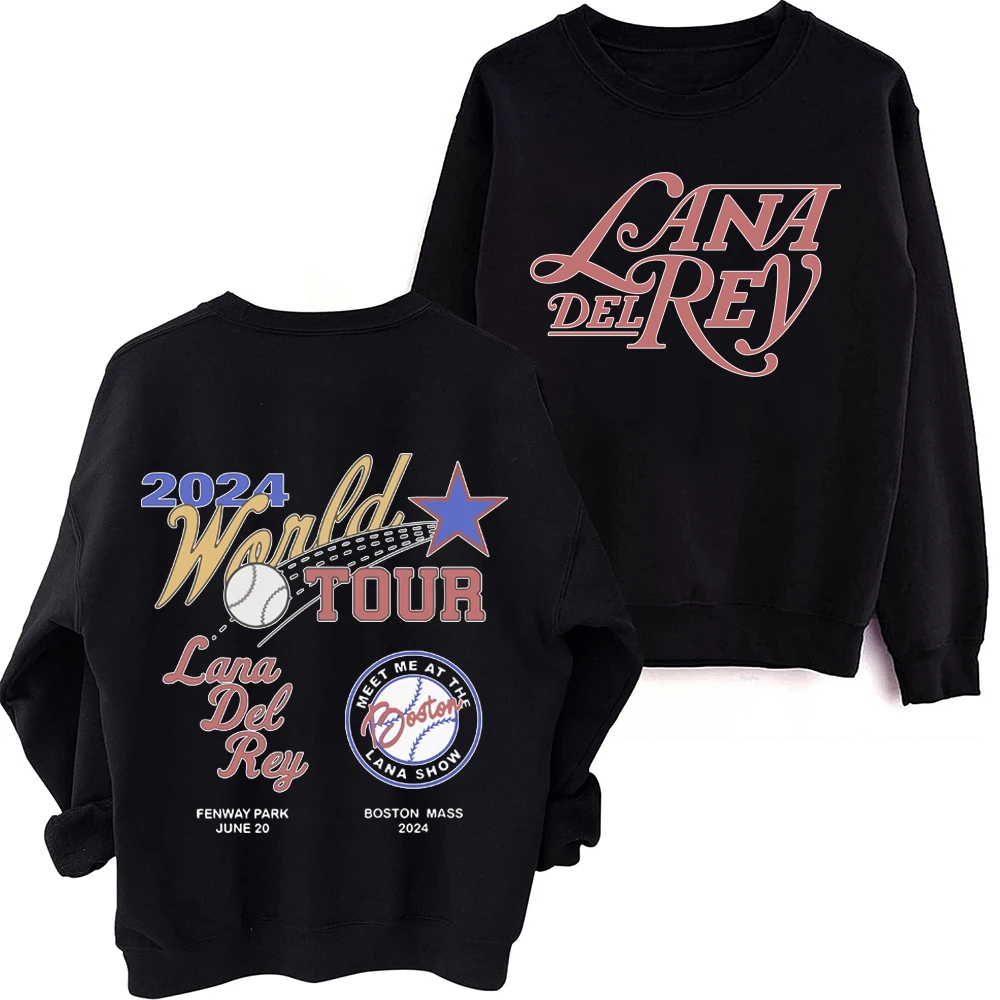 Lana Del Rey 2024 Tour Sweatshirt Harajuku Hip Hop Round Neck Long Sleeve Oversized Hoodie