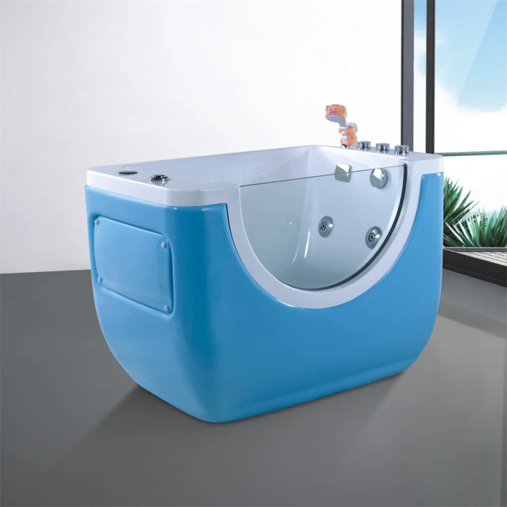Aqua Gallery Freestanding White Acrylic Baby Infant Bathtub with Whirlpool Massage Eco-Friendly Modern Design for Bathroom Use