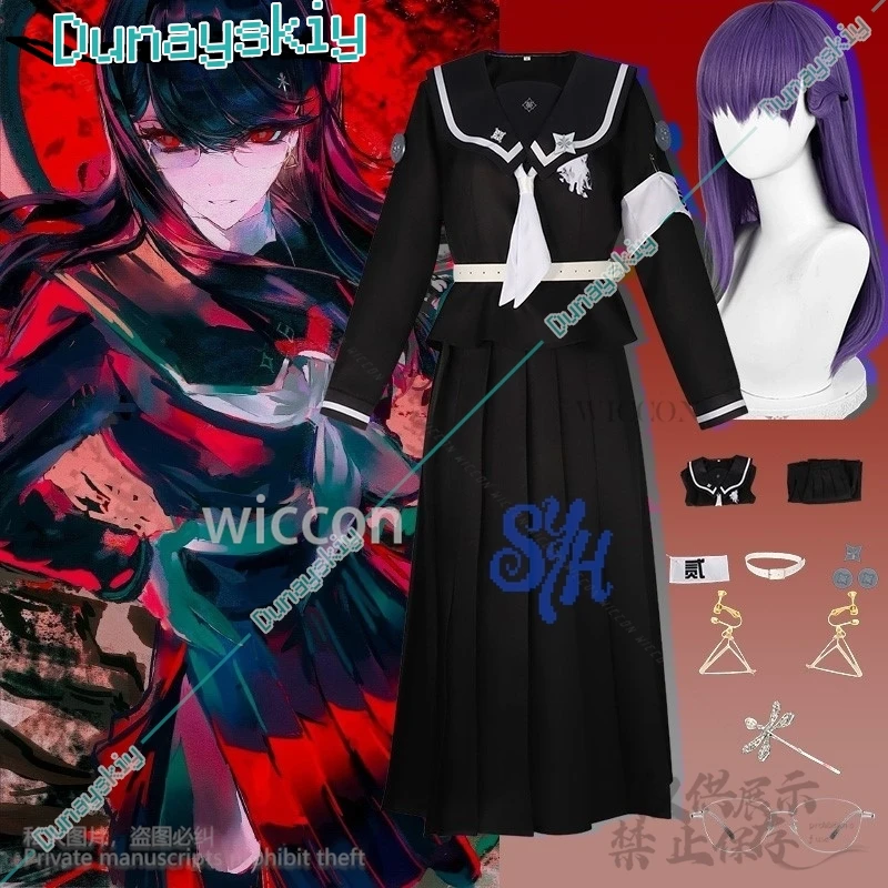 

Anime Game The Hundred Cosplay Shizuhara Hiruko Japanese Long Black Dress Goth Jsk Lolita Cos School Uniform Halloween Party Cos
