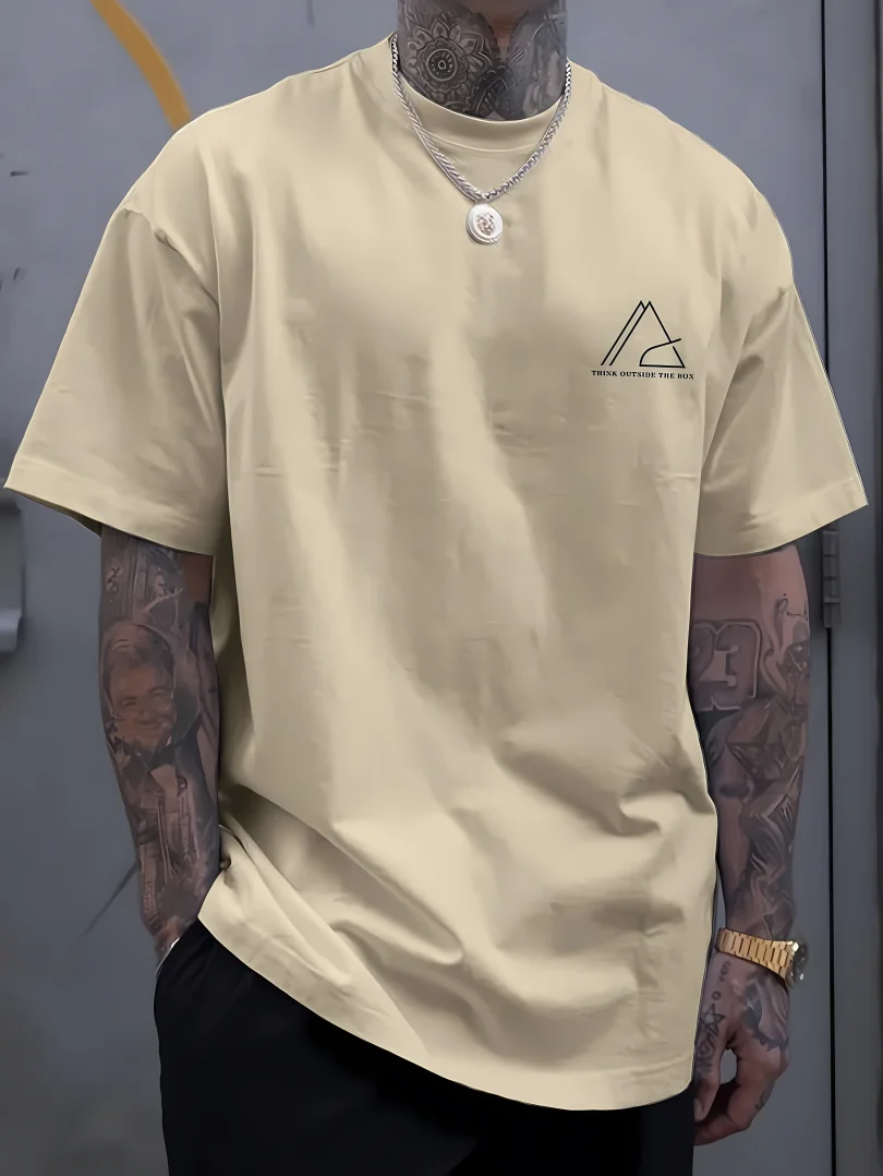

Summer new men's geometric pattern printed casual T-shirt men's outdoor sports breathable top