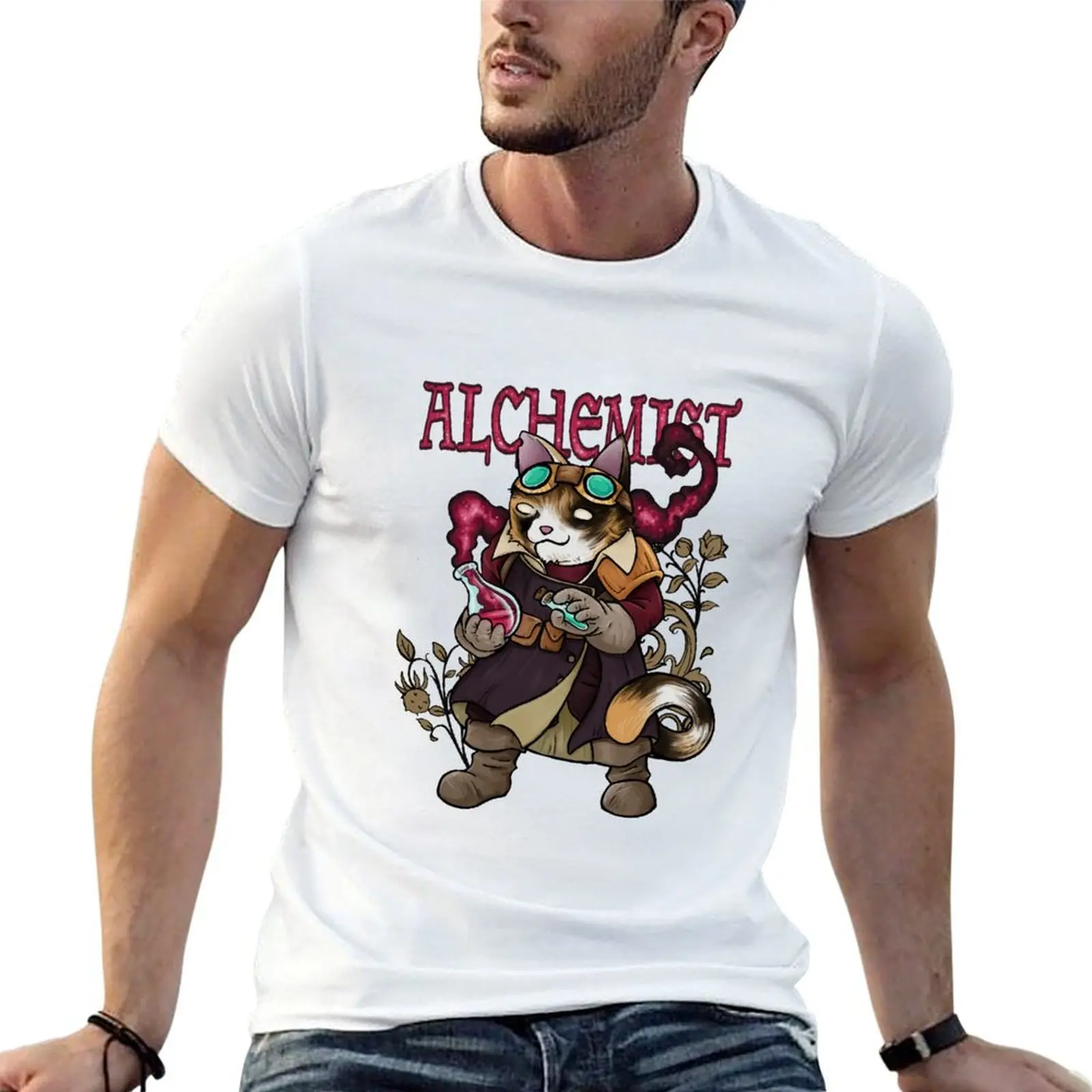 Alchemist Cat T-Shirt man t shirt summer t shirt man plain t shirts for man slim fit T-shirt
