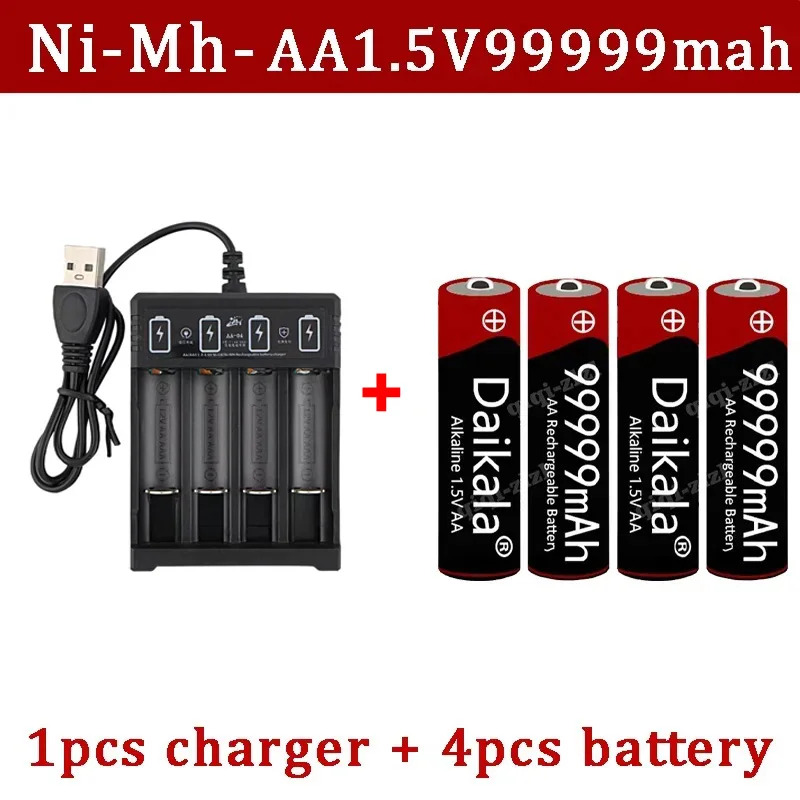 100% Original Brand New Alkaline Battery for Clocks, Toys, and Cameras, Brand New 1.5V, AA, 99999 MAh, 1.5V,+USBcharger.