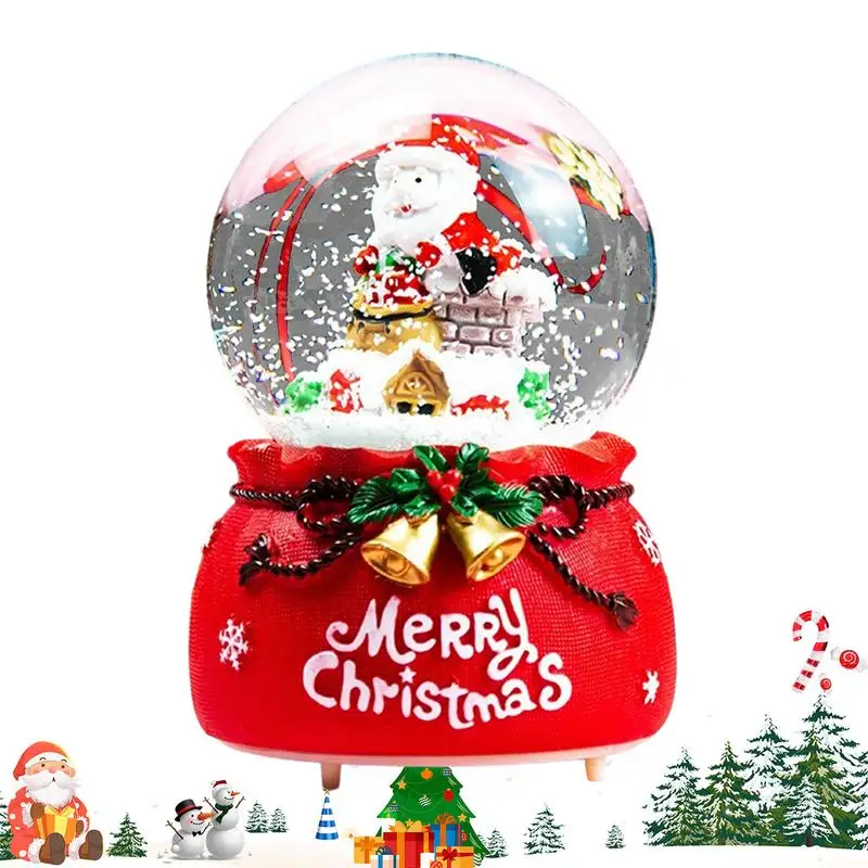 Musical Snow Globe Merry Christmas Santa Musical Snow Globes With Color Changing LED Lights Table Centerpiece Battery Operated