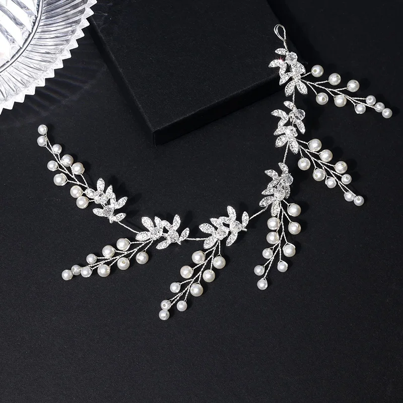 

Свадебные хрустальные лозы для волос со стразами и листьями, головные уборы ручной работы с жемчугом, повязки на голову для выпускного вечера, свадебные аксессуары для волос, ювелирные изделия