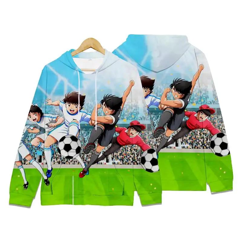 Felpe con cappuccio Hot Cartoon Anime Captain Tsubasa 3D Print ragazzi ragazze felpe moda Hip Hop felpa oversize con cappuccio bambini pullover