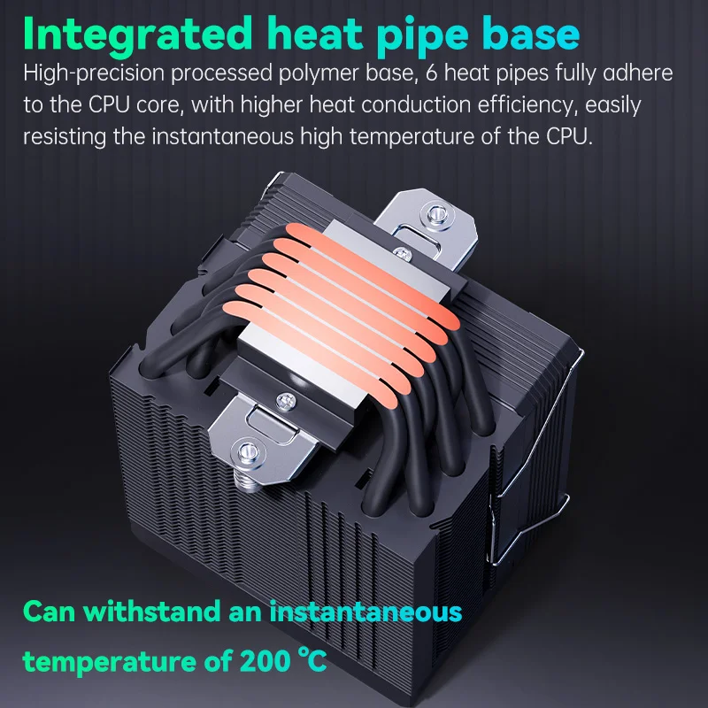 Кулер для ЦП с 6 тепловыми трубками, вентилятор, радиатор, башенный радиатор, низкий уровень шума, ультратонкий вентилятор, 4-контактный PWM TDP 150 Вт, для настольных игр