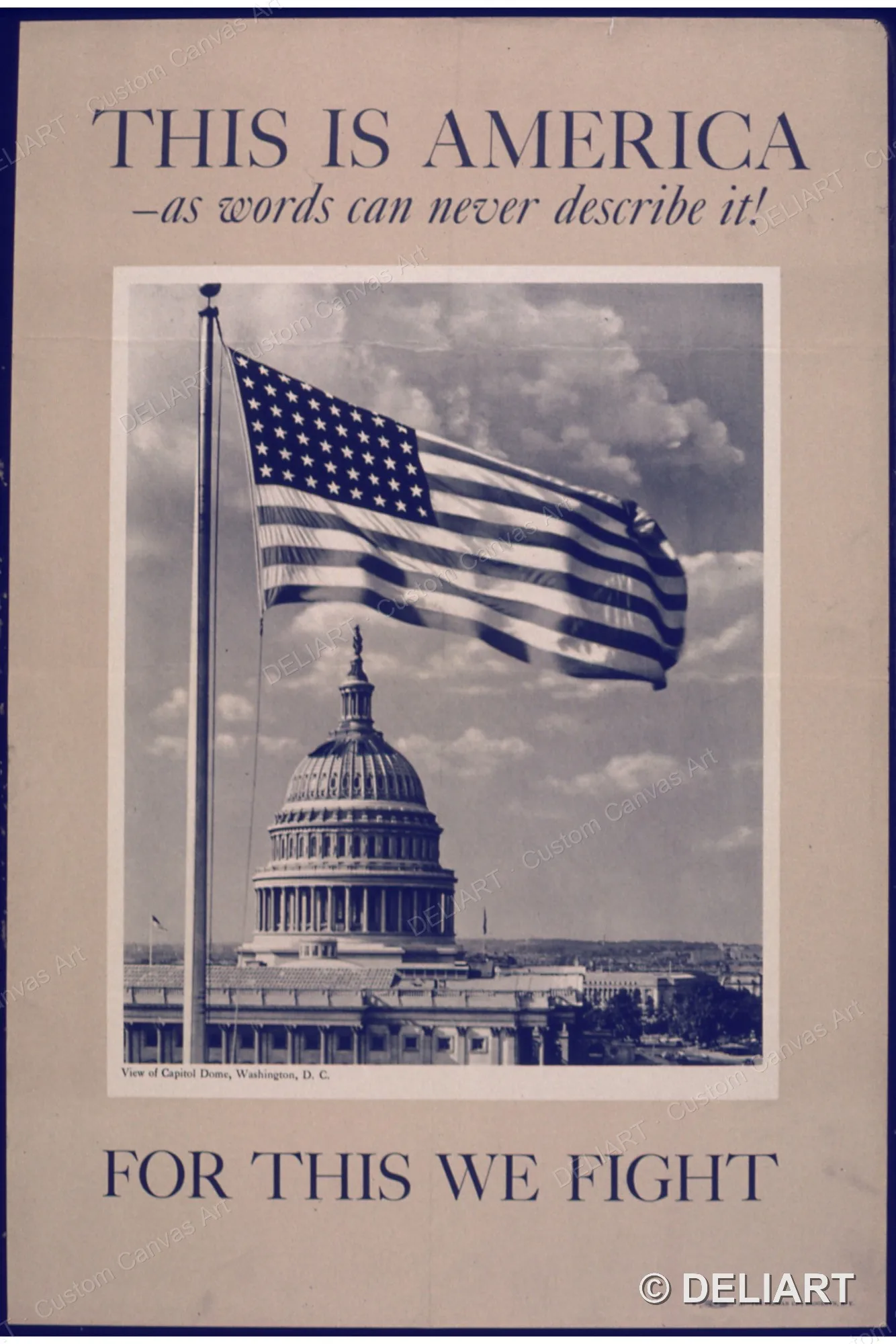 THIS IS AMERICA... FOR THIS WE FIGHT Vintage WWII Propaganda Canvas Wall Art Poster Print Retro Home Decor Unframed