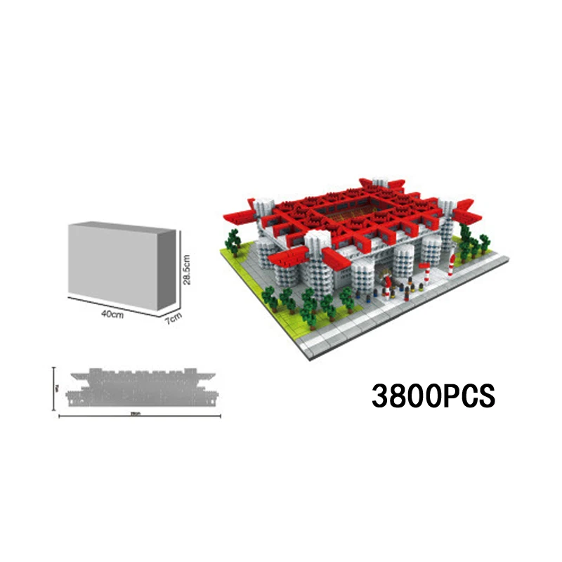 

Creative San Siro Stadium Micro Diamond Block Italy Milan Football Field Brick Toy Stadio Giuseppe Meazza Nanobrick Collection