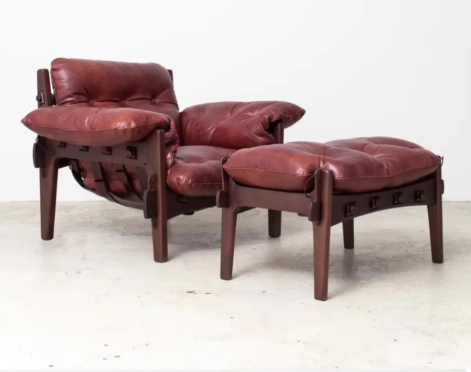 

Genuine Leather Single Seat Sofa Chair Retro Tiger Stool DesignerLazy Lounge For Bedroom Villa Living Room Balcony