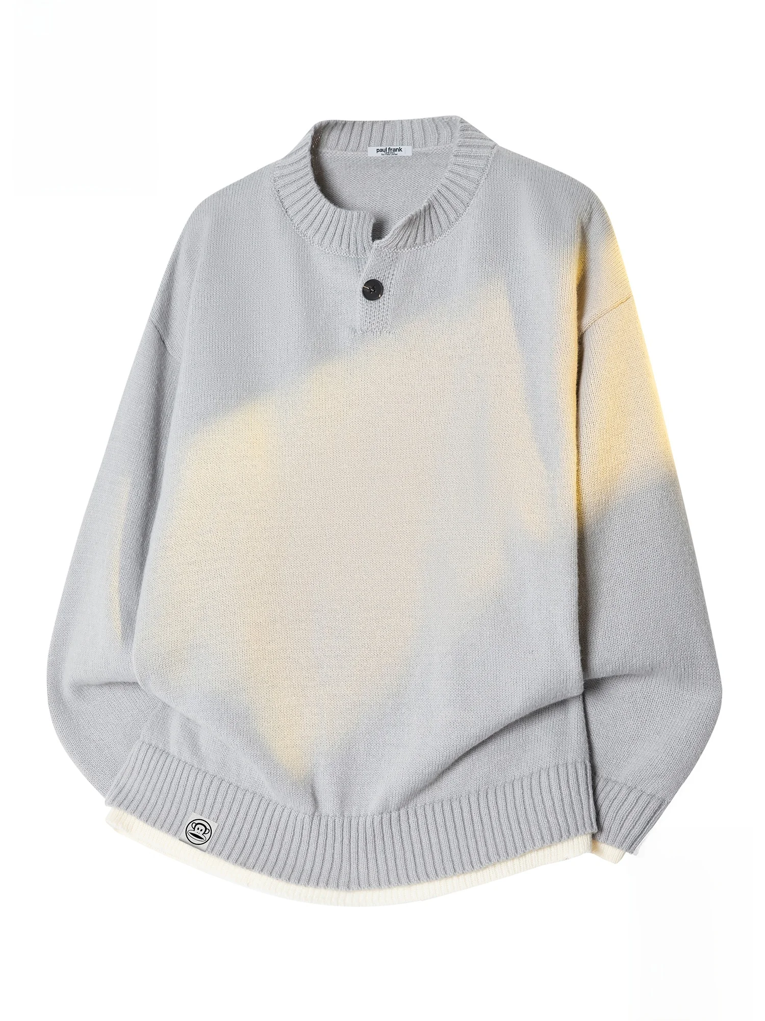 

PaulFrank Heavyweight Warmth Knitted Sweater Men's V-Ne Pullover Henry Collar Monkey Pattern Casual Sle Winter Top