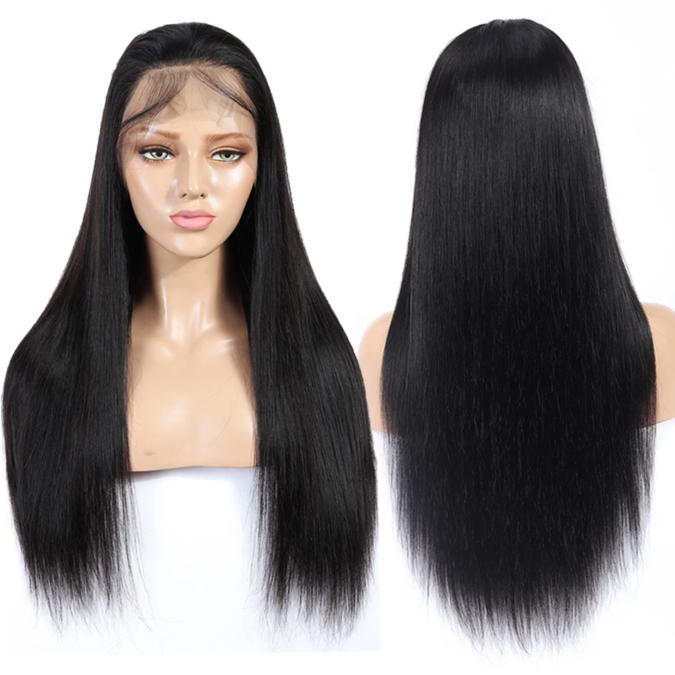 Tunik wig rambut manusia 13x6 13x4 HD renda depan wig rambut manusia Brasil halus lurus sebelum dipetik HD transparan renda Frontal untuk wanita