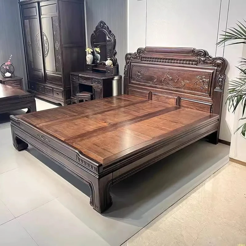 

Rosewood tenon and mortise, solid wood bed, tiger foot master bedroom bed