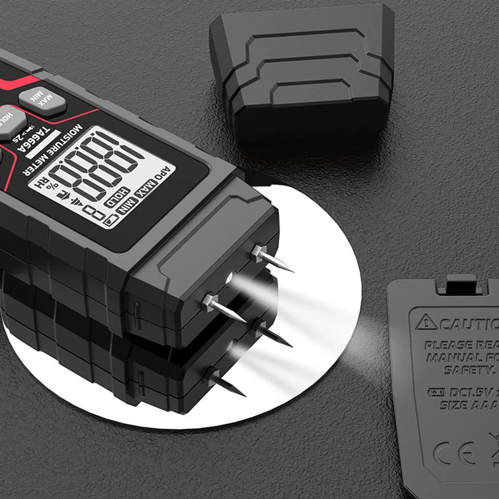 

TA666A Moisture Meter for Wood and Construction Materials Featuring Monochrome Display Four Digit Readout and Auto Shutdown