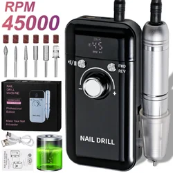 45000RPM Rechargeable Electric Nail Drill Machine Professional Nail Drills for Gel Nails Polish Portable Nail File Manicure Tool
