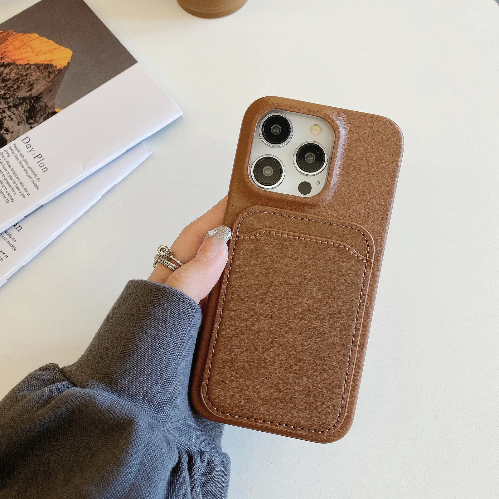 Vertical Cards Solt Leather Wallet Case For Iphone 15 Pro Max 14 Plus 13 12 Mini 11 XR X XS SE2022 7 8 Skin Feeling Bag Cover