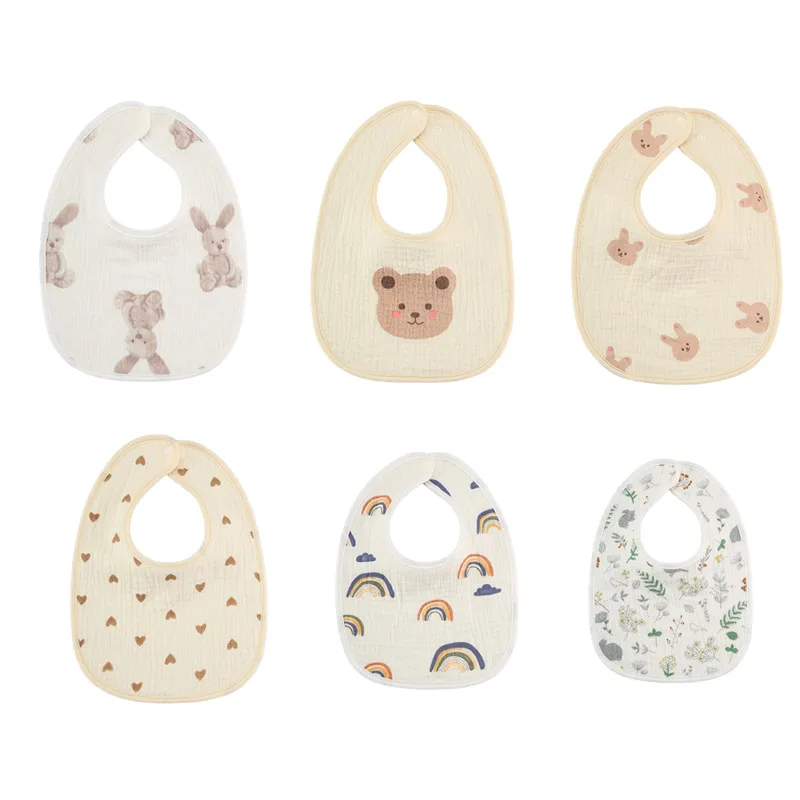 

1Pcs Newborn Baby U-shaped Bibs Cotton Gauze Bibs 6-layers Soft Infant Boys Girls Burp Cloth Children Feeding Saliva Towel Stuff