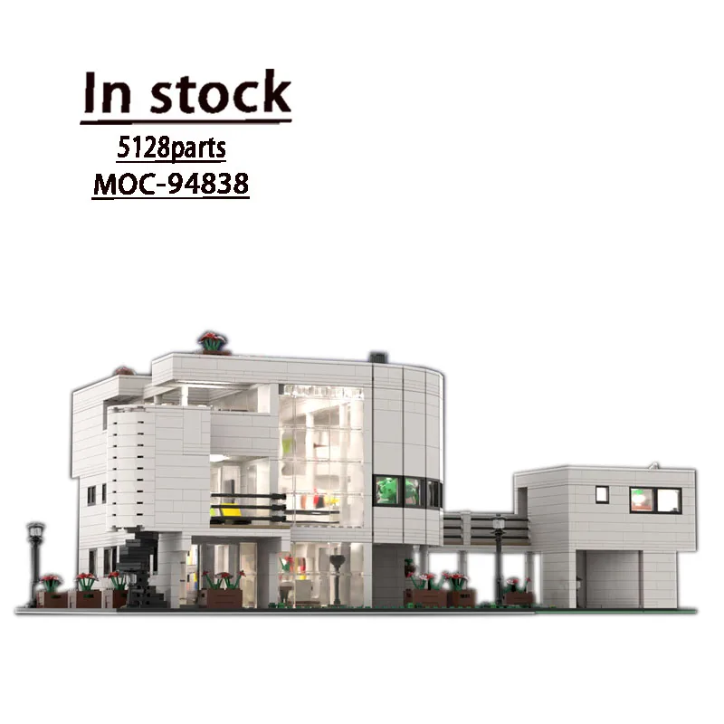 

MOC-94838Saltzman House of Richard Meier, уличная сцена, сборка и сращивание, модель строительного блока, 5128 деталей, детская игрушка на день рождения