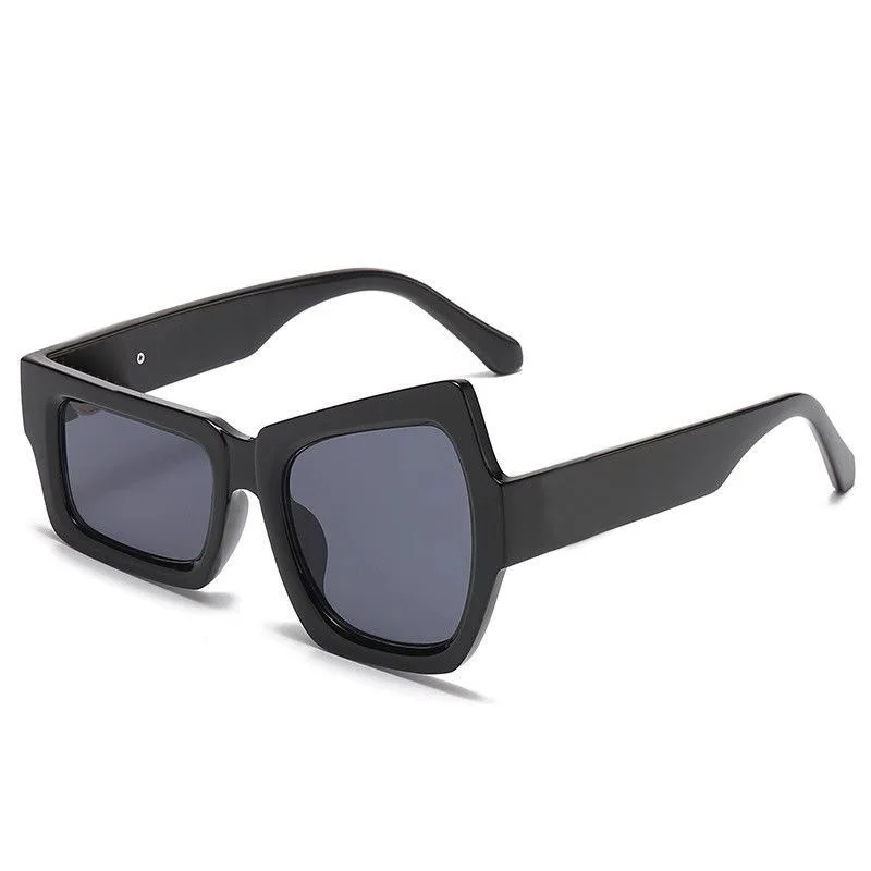 

Fashion Irregular Square Sunglasses for Men/Women - Funny Asymmetrical Designer Sun Glasses Party Personality Black/White Shades