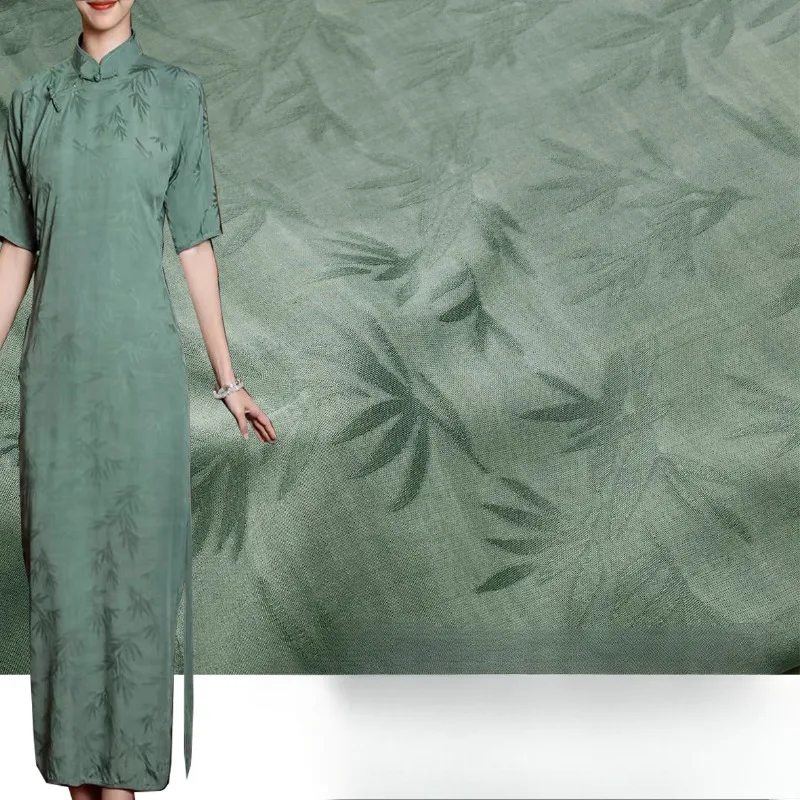 

Bamboo Leaf Rayon Jacquard Fabric Spring Summer Cheongsam Homewear Dress Hanfu Material Luxury Textile New Arrival