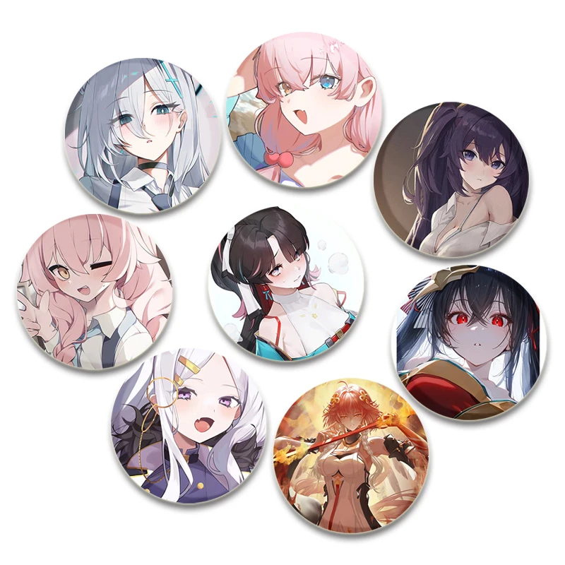 Anime Azur Lane Button Pins USS Laffey Hornet Cartoon Badge Round Creative Brooches for Backpack Jewelry Accessories Gifts