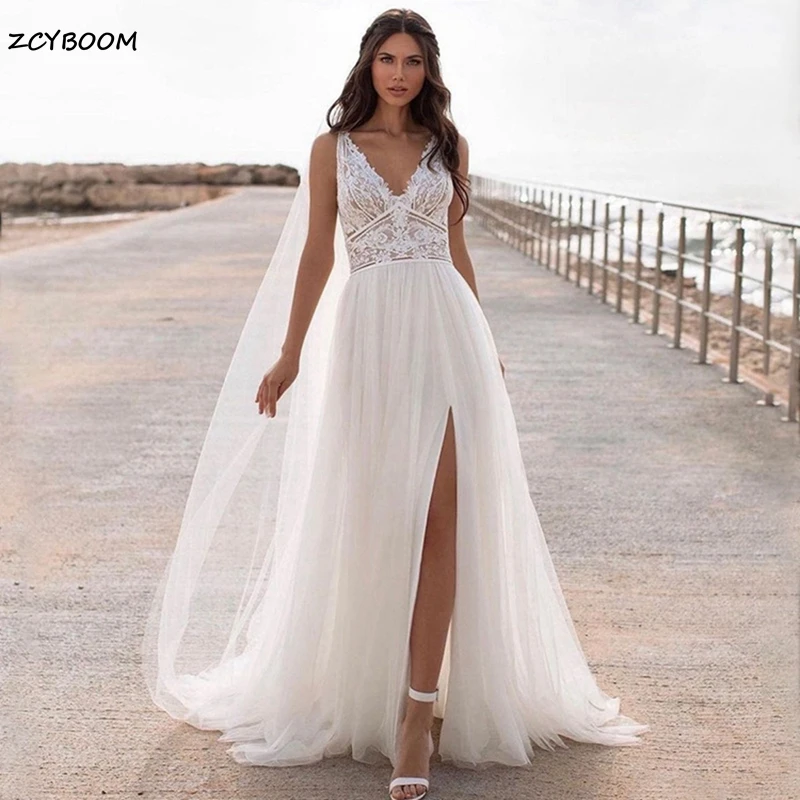 Customized Sexy V-Neck Spaghetti Strap Elegant Sleeveless 2024 Weding Dresses for Women Court Train Party Dresses Prom Dress