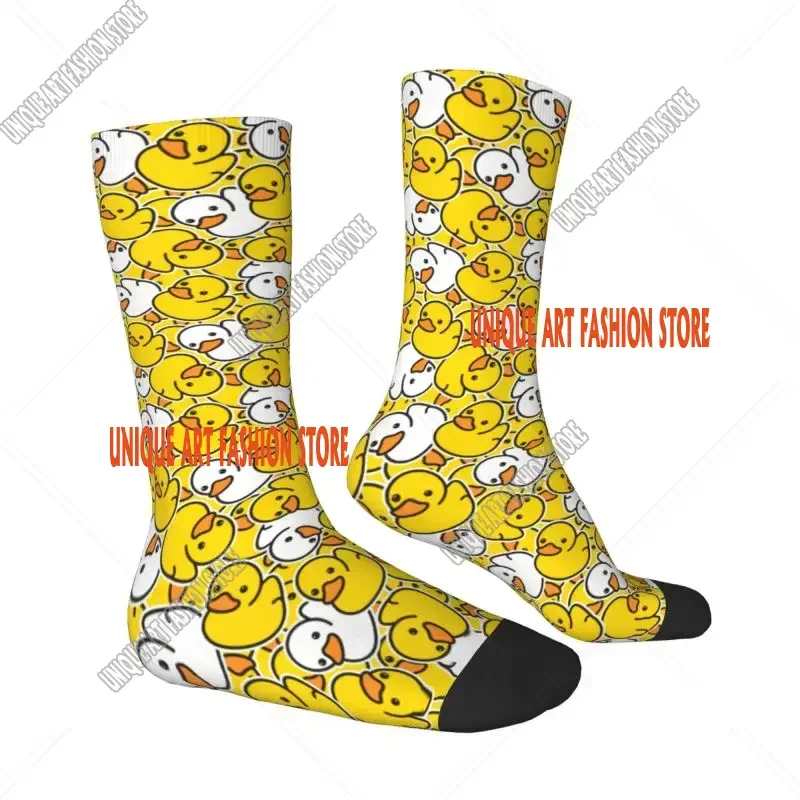 Cute Rubber Ducks Pattern Men's Crew Socks Unisex Funny Non-Slip Funny Crazy Socks