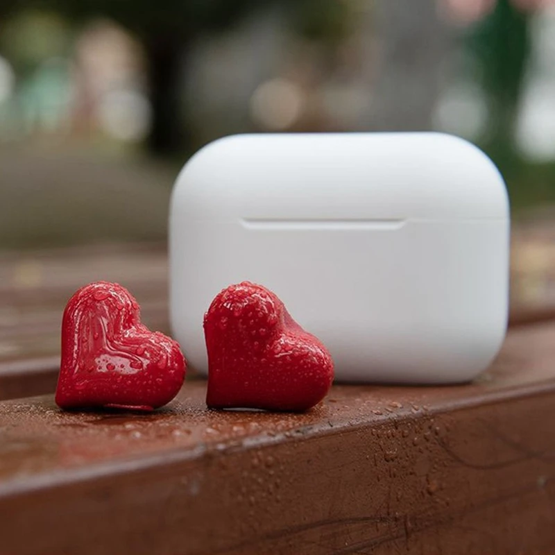 Amor fone de ouvido bluetooth à prova dwaterproof água fácil emparelhamento contínuo portátil in-ear com cancelamento de ruído fone de ouvido coração, rosa fácil de usar