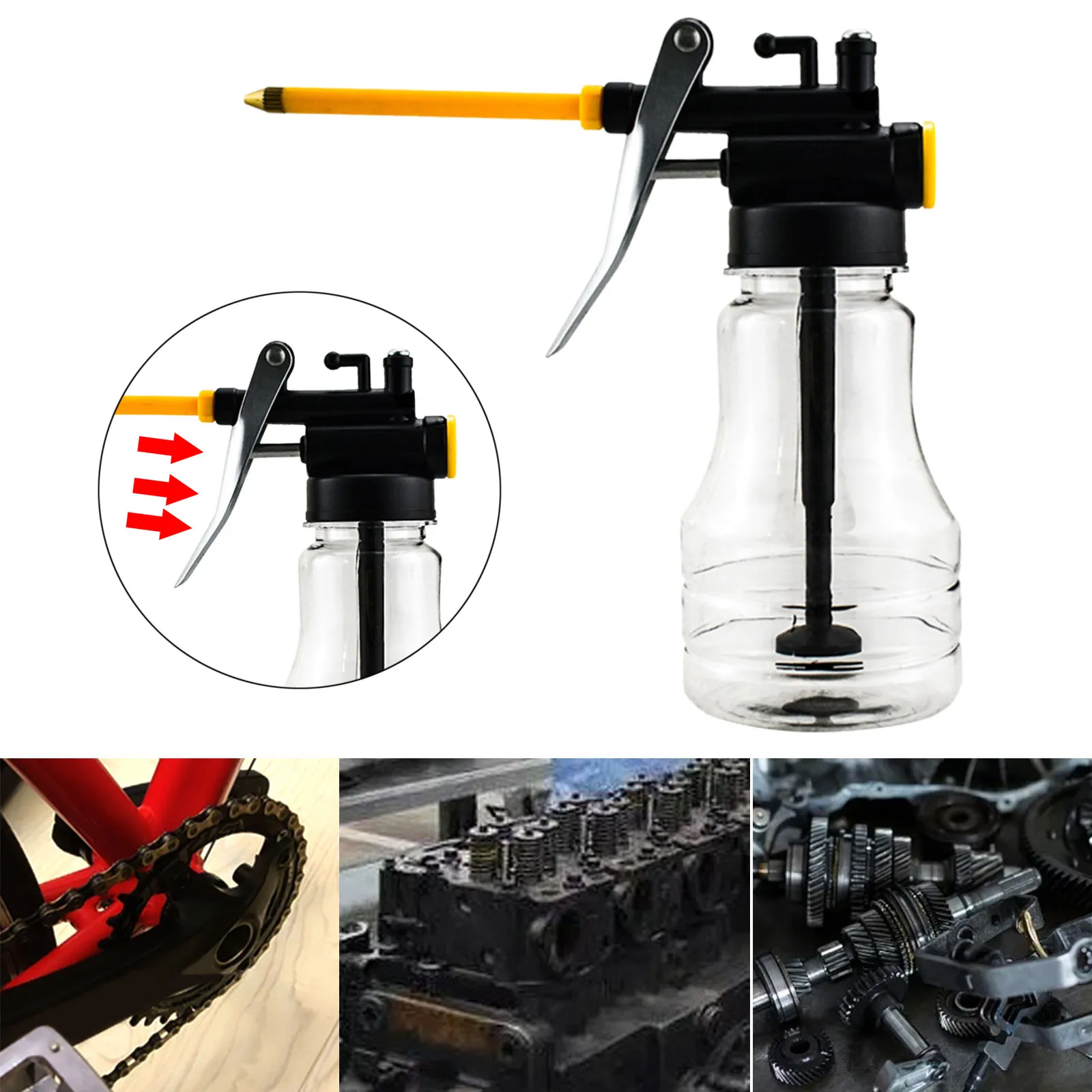 High Pressure Thumb Pump Oiler with Long Nozzle Oil Pot Spray Can Lubrication Oil Can Bottle for Auto Home Lubricating Airbrush