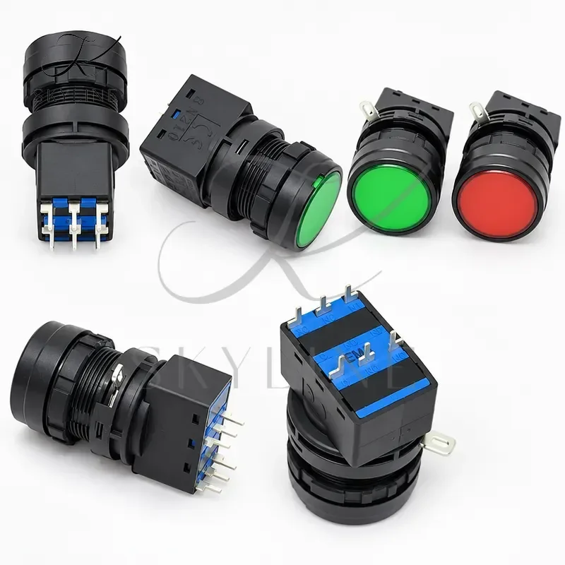 1Pcs Green Push Button Switch With Light 24V M12 Self Reset Momentary Waterproof Metal Indicator Lamp For Industrial Control