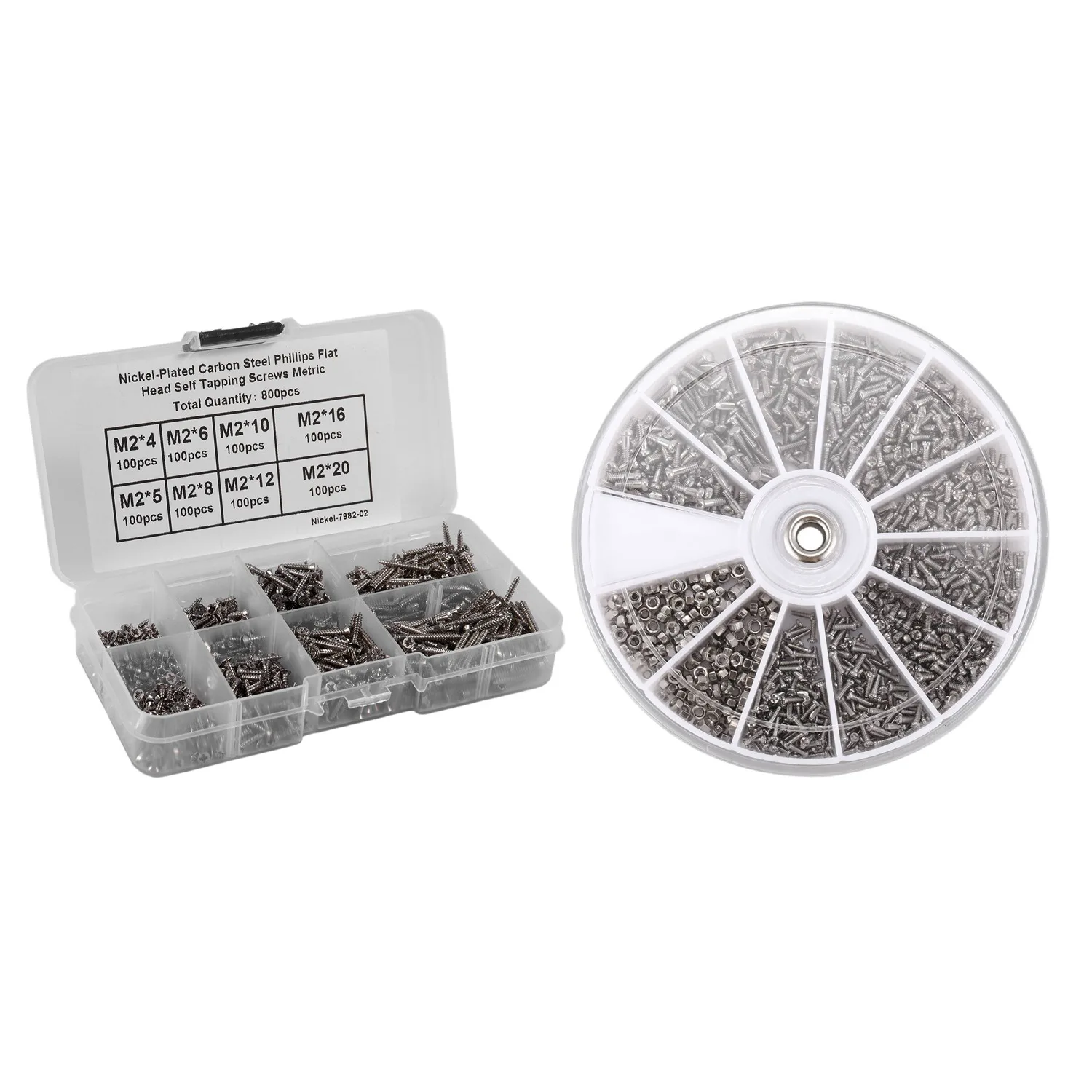 ABWR-1000Pcs مجموعة مسامير الفولاذ المقاوم للصدأ لنظارات الكمبيوتر الهاتف المحمول و 800 قطعة مجموعة متنوعة من المسمار ذاتية التنصت M2