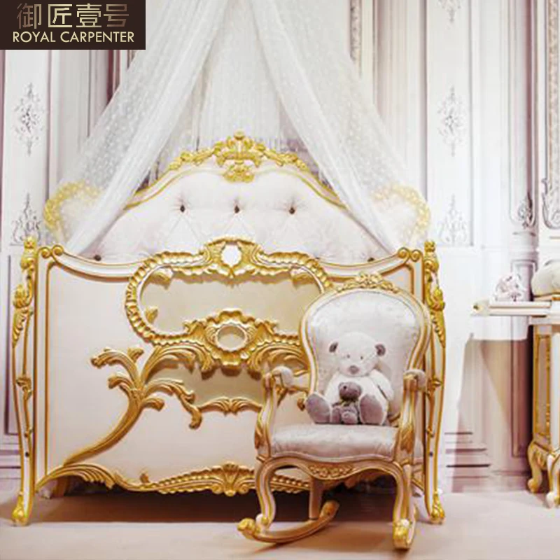 European solid wood bed with fence removable with soft bed newborn crib princess bed crib