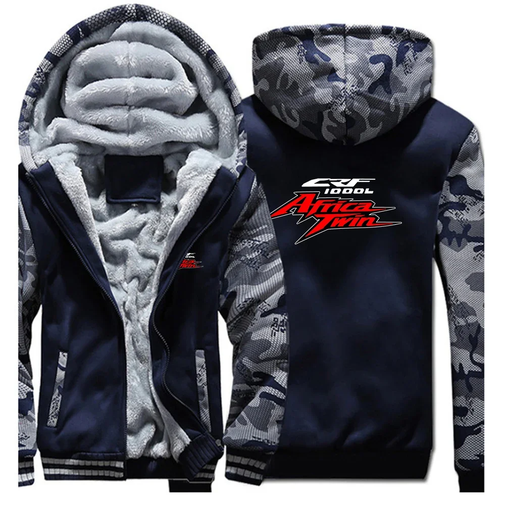 Africa Twin Crf 1000 L Crf1000 Mens Autumn and Winter Warm Overcoat New Thickened Hoodie Patchwork  Hooded Clothing