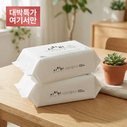 시치미 쓱 물티슈 대용량 리필형 두꺼운 휴대용 엠보싱 물티슈 100매 10팩