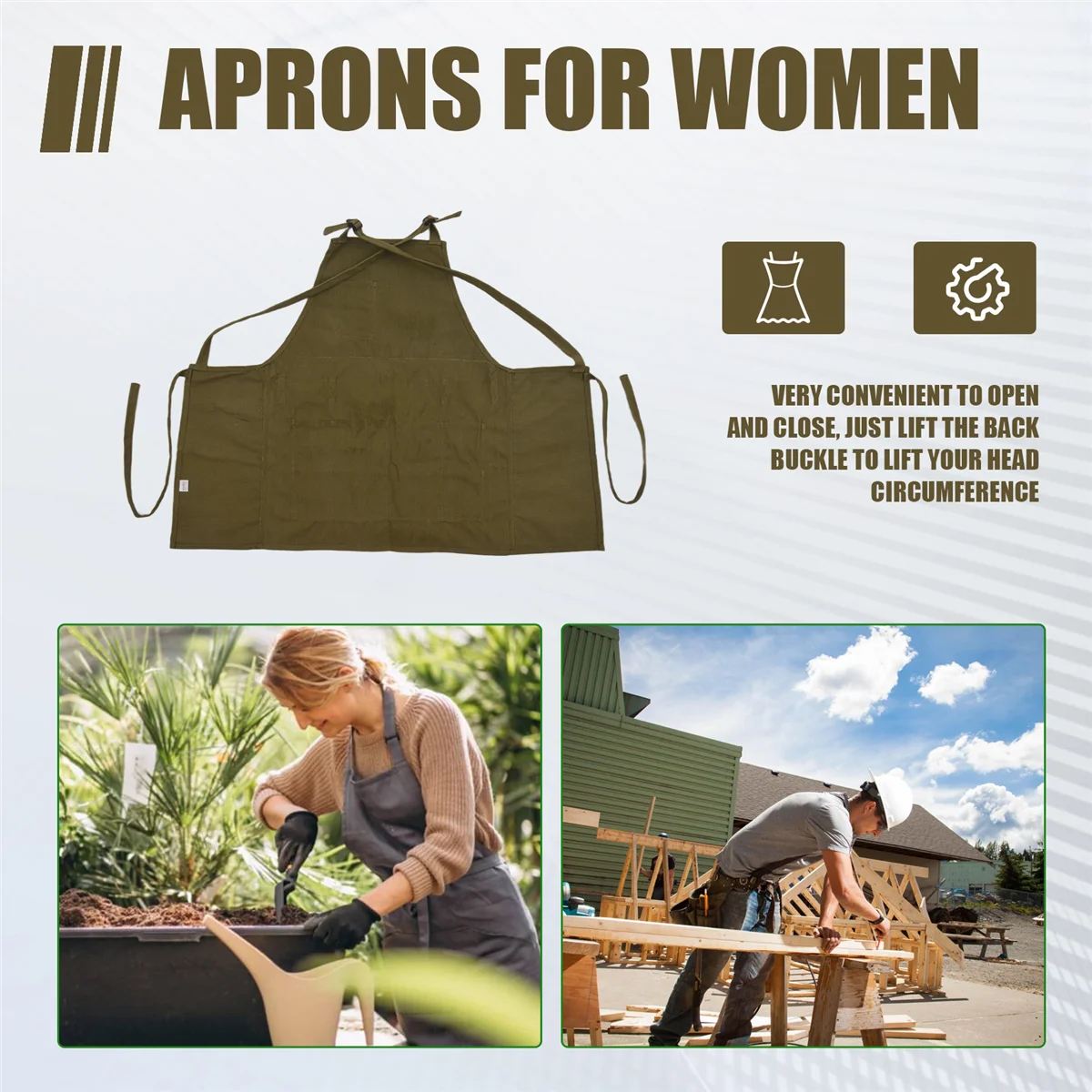 A79I фартук с карманами, фартук для рисования, регулируемый шейный ремень, завязки на талии, садовые вощеные фартуки для женщин, мужчин, взрослых