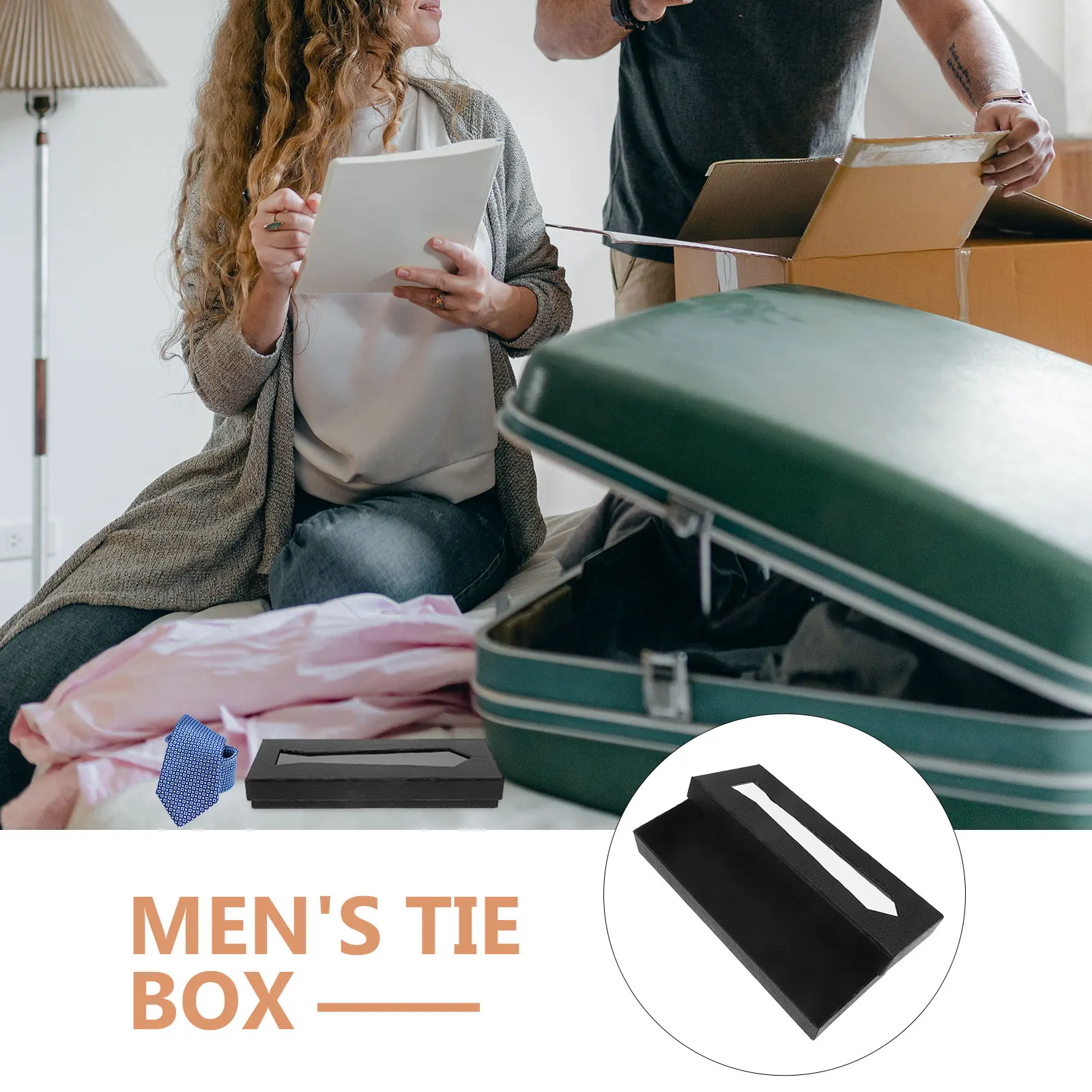 

Men Gift Black Snake Print Storage Organizer Travel Case Business Box Gift Wrap Tie Box Durable Paperboard Tie Case