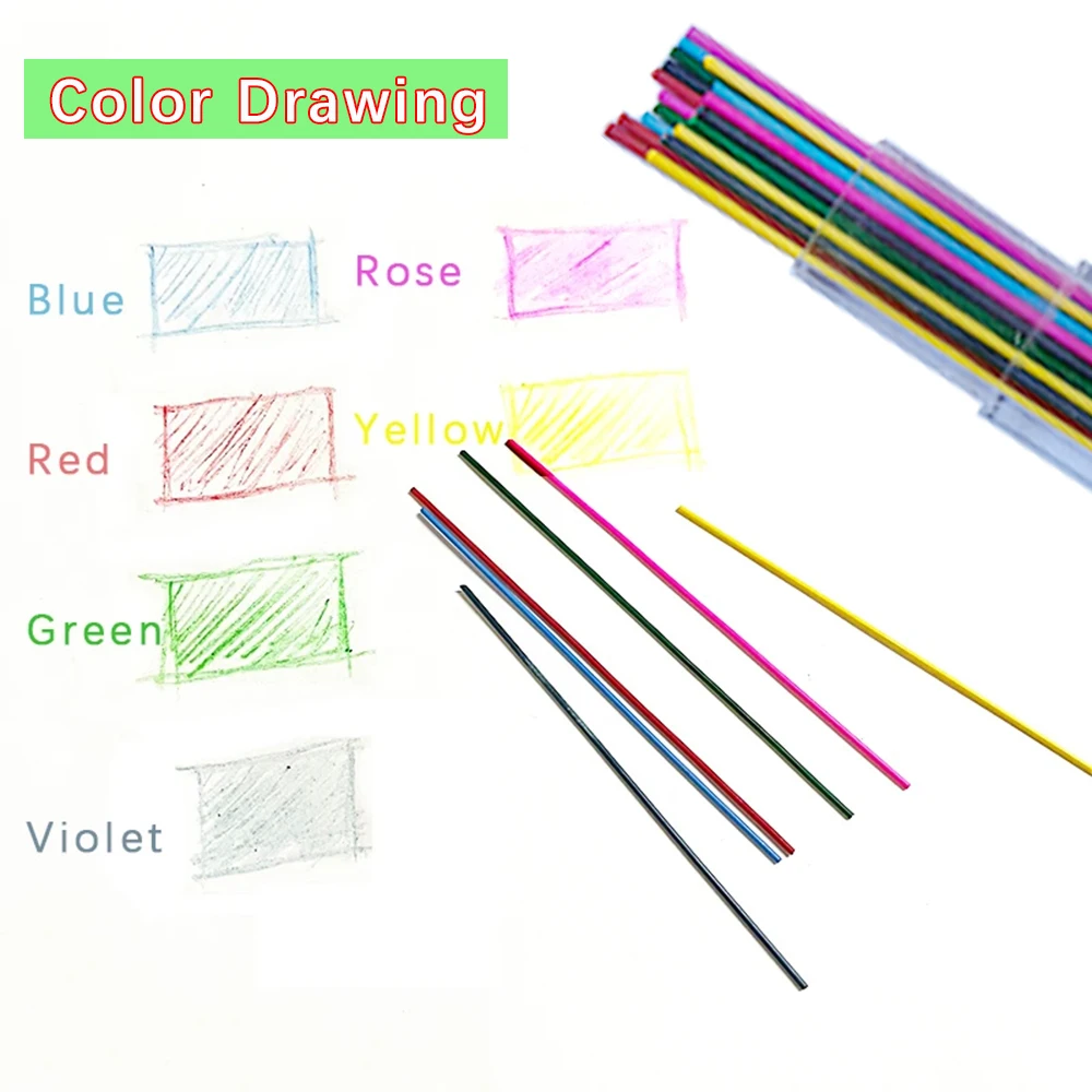 0.7mm Colorful Pencil Core Lead Refill School Art Fine Painting Sketch Supplies 0.7mm Red Blue Yellow Green Pink Pencil Leads