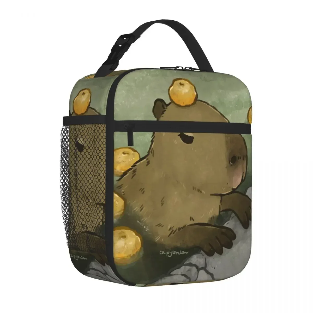 Capybara Yuzu Bathing Lunch Bags Insulated Lunch Tote Portable Bento Box Leakproof Picnic Bags for Woman Work Kids School