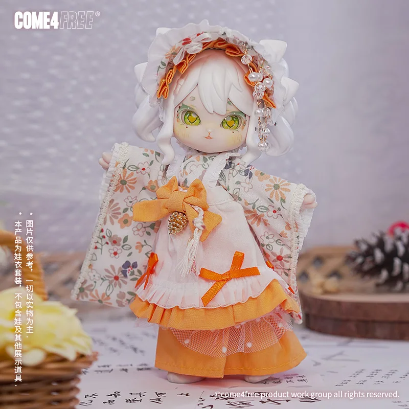 

COME4FREE Dessert Series Orange Fu Fu Baby Dress OB11 Doll BJD Skirt Doll Clothes(Hair Clothes But Not Children)