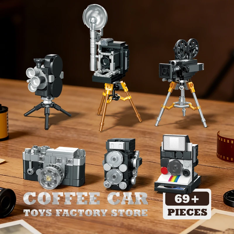 

Creative Retro Camera MOC Bricks 3D Model Vintage Mecha Building Blocks Puzzle Toys Desktop Decor Adult Teen Birthday Gifts DIY