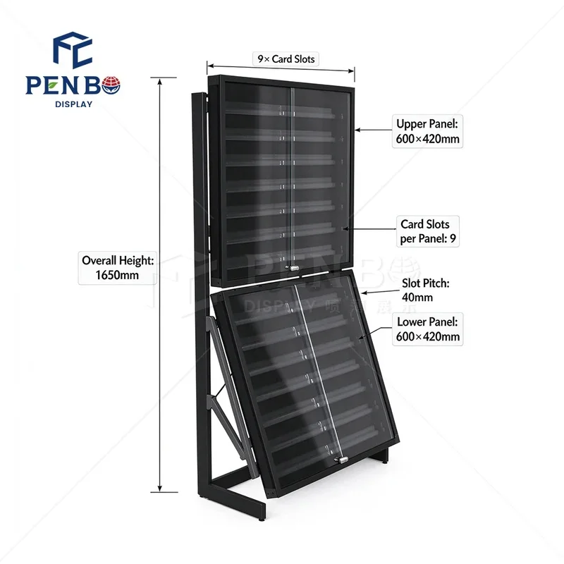 custom.TCG Retail Display Rack With Metal Structure Glass Showcase Panels Lockable Door and Card Shelves Collectible Shops